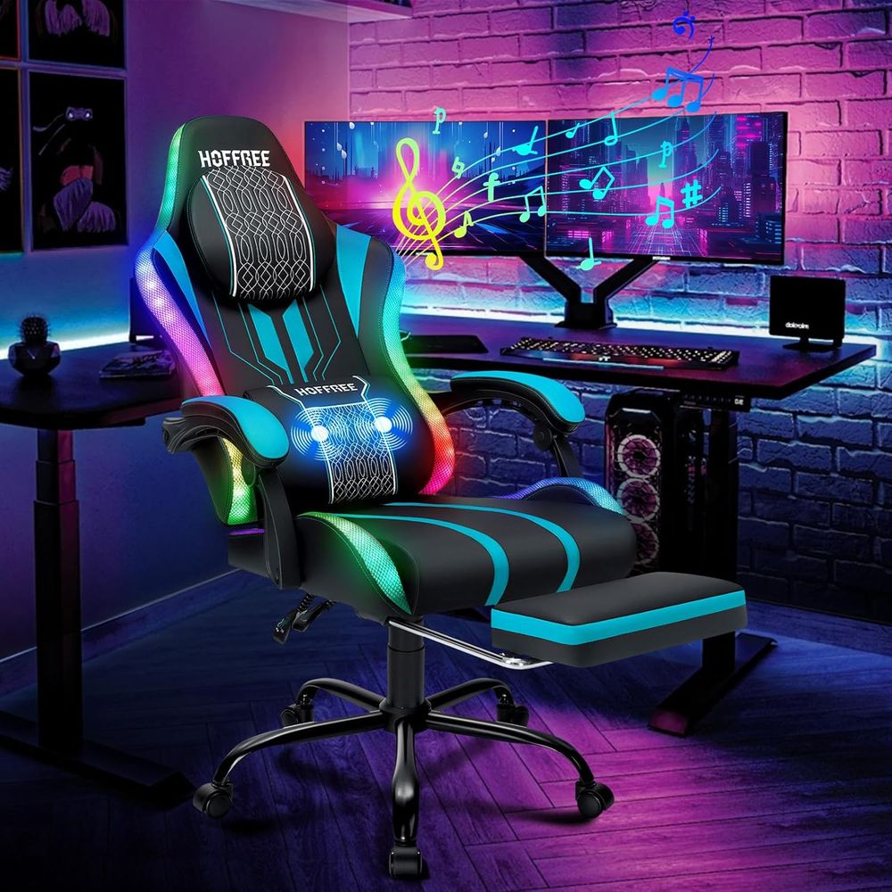 Rgb Gaming Chair - Chaise de jeu avec lumières LED,