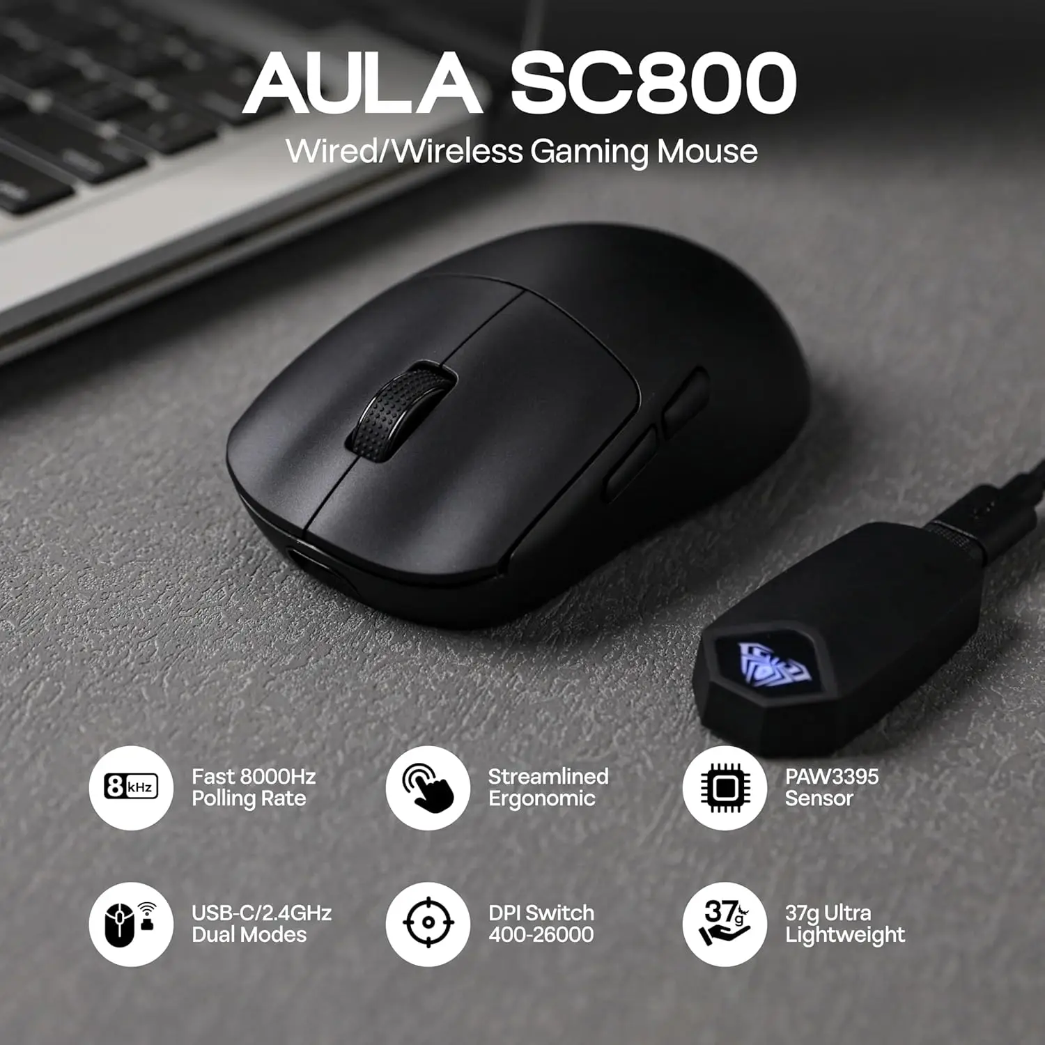AULA SC800 souris de jeu USB-C - Esports Wireless Gaming Mouse avis et prix