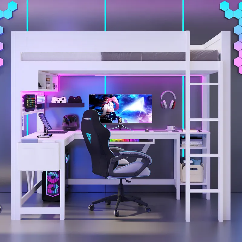 Lit mezzanine de jeu blanc ave - Esports Gaming Bed avis et prix