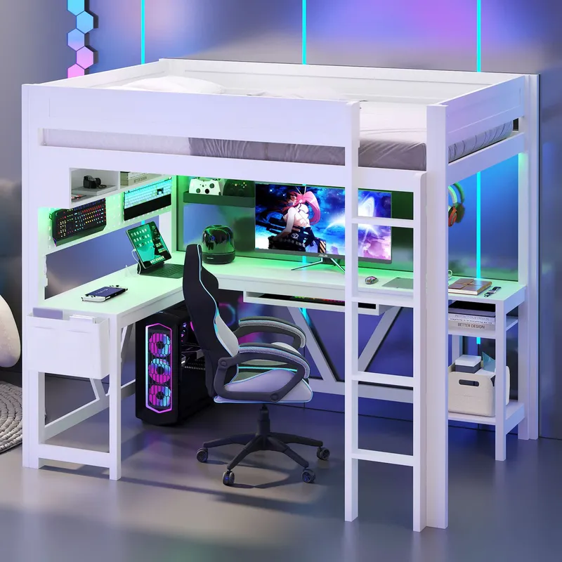 Lit mezzanine de jeu blanc ave - Esports Gaming Bed avis et prix