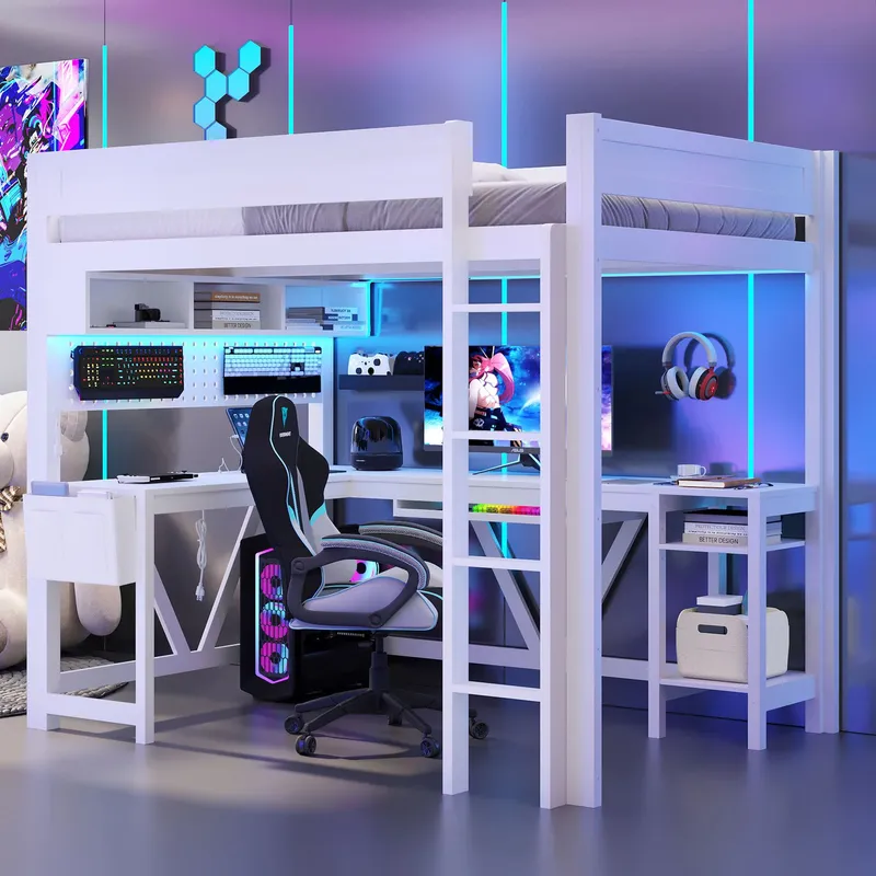 Lit mezzanine de jeu blanc ave - Esports Gaming Bed avis et prix